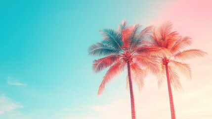 A serene image of palm trees against a vibrant sky, evoking a tropical atmosphere.