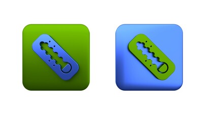 Colorful Meteorology thermometer measuring heat and cold icon isolated on white background. Thermometer equipment showing hot or cold weather. Square button. 3D render illustration