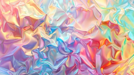 Fototapeta premium colorful crumpled holographic rainbow background metal backdrop