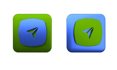 Colorful Infographic of city map navigation icon isolated on white background. Interface concept design. Geolocation concept. Square button. 3D render illustration