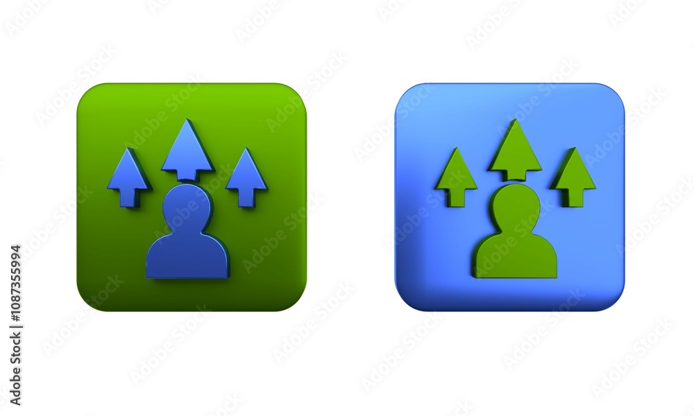 Poster colorful web design and front end development icon isolated on white background. square button. 3d r