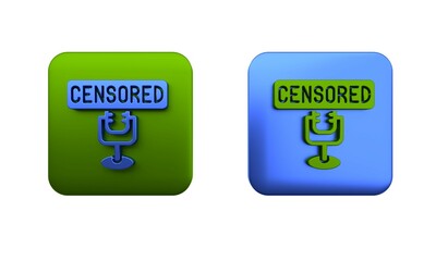 Colorful Censored stamp icon isolated on white background. Square button. 3D render illustration