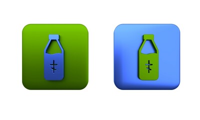 Colorful Holy water bottle icon isolated on white background. Glass flask with magic liquid. Square button. 3D render illustration