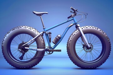 Fototapeta premium Fat Bike Stands Out Against Blue Backdrop, Showcasing Cycling Adventures