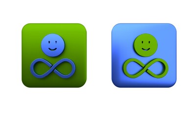 Fototapeta premium Colorful Friends forever icon isolated on white background. Everlasting friendship concept. Square button. 3D render illustration