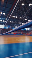 Volleyball Net Close Up:  Indoor Court Ready for Action