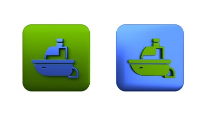 Colorful Toy boat icon isolated on white background. Square button. 3D render illustration