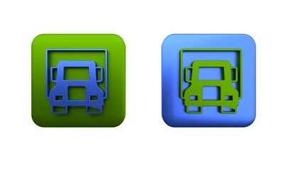 Colorful Delivery cargo truck vehicle icon isolated on white background. Square button. 3D render illustration