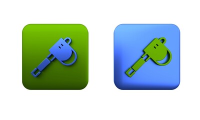 Colorful Wooden axe icon isolated on white background. Lumberjack axe. Square button. 3D render illustration