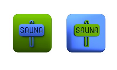 Colorful Sauna icon isolated on white background. Square button. 3D render illustration