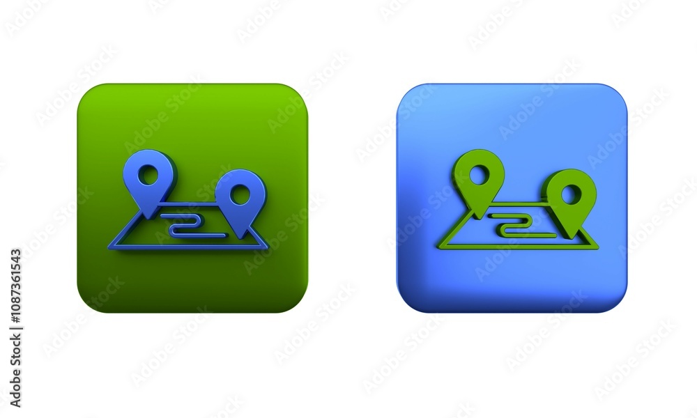 Poster colorful route location icon isolated on white background. map pointer sign. concept of path or road