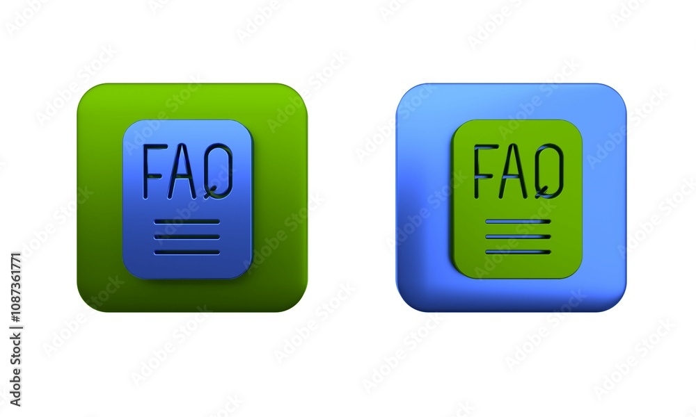 Poster colorful speech bubble with text faq information icon isolated on white background. circle button wi