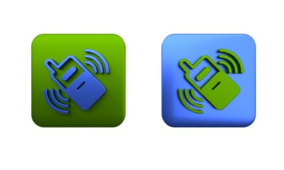 Colorful Smartphone, mobile phone icon isolated on white background. Square button. 3D render illustration