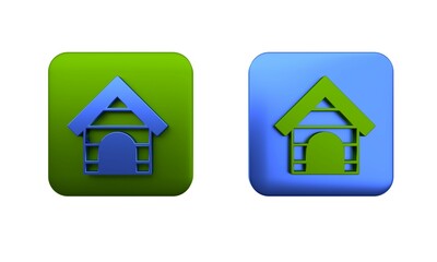 Colorful Dog house icon isolated on white background. Dog kennel. Square button. 3D render illustration