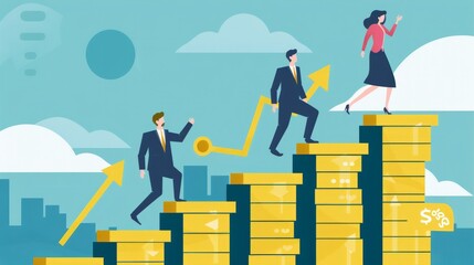 Fototapeta premium Teamwork leads to excellence: Male and female managers discuss financial growth