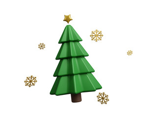 New year christmas tree icon  isolated on transparent background. Festively decorated Christmas tree, Winter Holiday elements collection. x-mas symbol, logo, transparent variations. 3d rendering