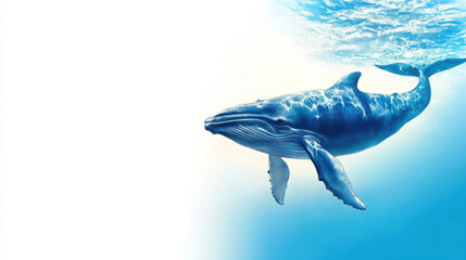 Obraz premium majestic sperm whale swimming gracefully in soft blue tones, evoking sense of tranquility and wonder in ocean