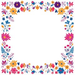 Obraz premium Colorful Floral Border Featuring Butterflies for Vibrant and Eye-Catching Designs in Various Creative Projects