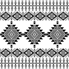 American seamless black white tribal ethnic native pattern.Traditional Navajo,Aztec,Apache,Southwest style fabric pattern.Abstract vector motif.For fabric,clothing,blanket,carpet,woven,wrap,decoration