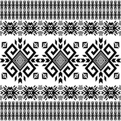 American seamless black white tribal ethnic native pattern.Traditional Navajo,Aztec,Apache,Southwest style fabric pattern.Abstract vector motif.For fabric,clothing,blanket,carpet,woven,wrap,decoration