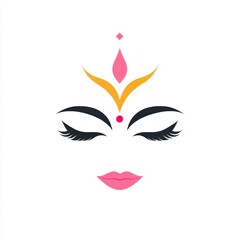 Obraz premium Detailed Illustration of an Indian Woman's Face Featuring Traditional Elements, Elegant Makeup, and Vibrant Colors for Cultural Representation and Artistic Inspiration