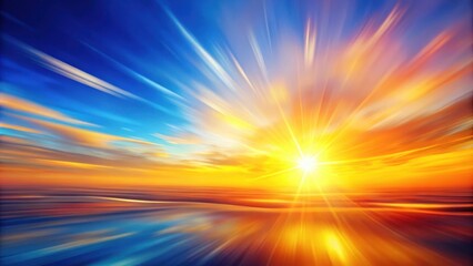 Obraz premium A Radiant Sunset with Golden Rays Illuminating the Horizon and Reflecting in the Calm Waters Below