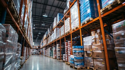 Warehouse inventory management process distribution center photography industrial setting perspective efficiency and organization in supply chain