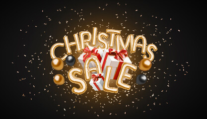 Decorative inflated foil balloon 2025 sale christmas font, black background © Alexandr Bognat
