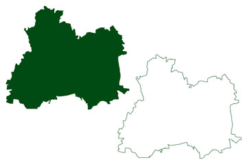 Obraz premium Valle de Santiago municipality (Free and Sovereign State of Guanajuato, Mexico, United Mexican States) map vector illustration, scribble sketch Valle de Santiago map