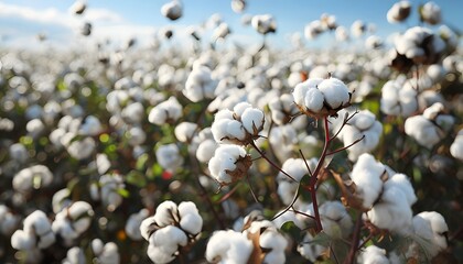 cotton field ready for harvest with fluffy white cotton bolls
