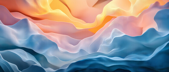Obraz premium Abstract pastel 3D background. Layered canyon waves digital wallpaper.