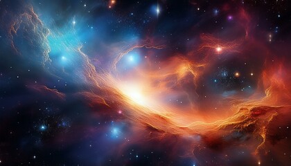 Fototapeta premium Nebula and galaxies in space. Abstract cosmos background