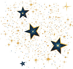 Shining stars isolated on a transparent white background PNG 