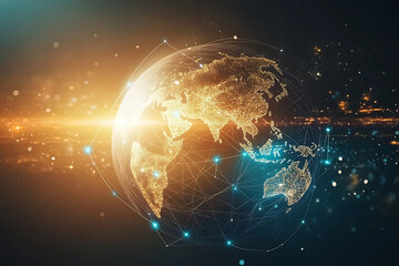 Obraz premium Abstract global network illustration vector world globe with connected lines representing internet connectivity