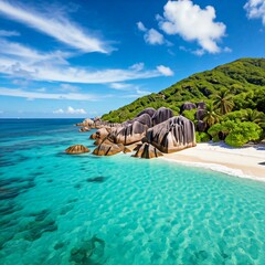 Fototapeta premium Seychelles Beach Viewed from Above