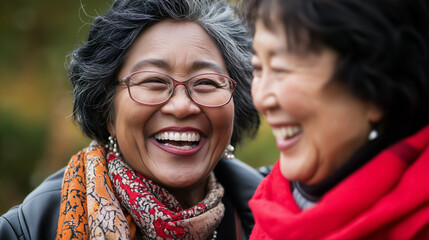 A close-up portrait of friends of different ethnicities