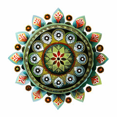 Vibrant Colorful Mandala Vector Art with Intricate Patterns on a White Background

