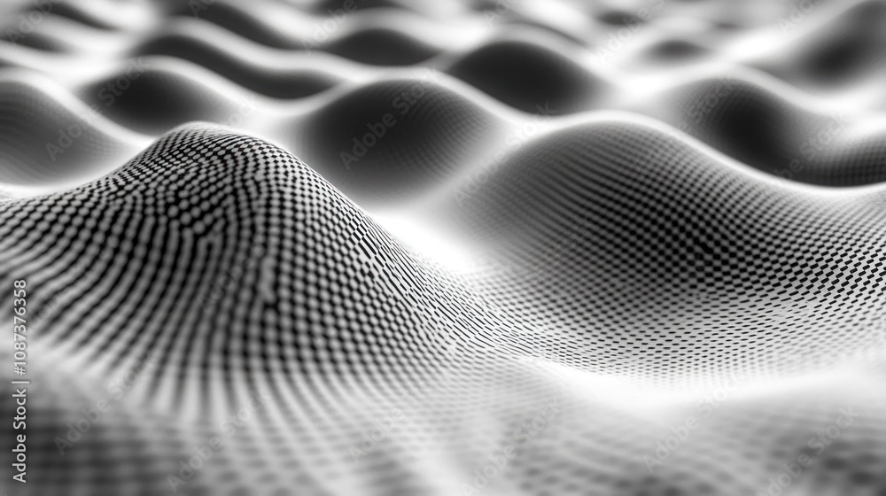 Poster Abstract grayscale image of undulating patterned surface