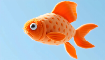 Playful Orange Goldfish on a Light Blue Background