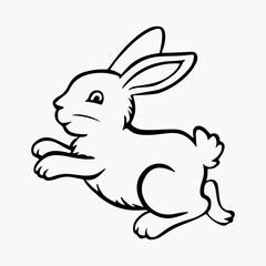 Hand-drawn bunny outline vector art illustration