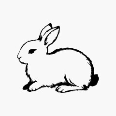 Hand-drawn bunny outline vector art illustration