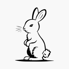 Hand-drawn bunny outline vector art illustration