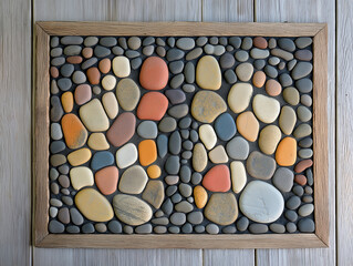 Fototapeta premium Carpet of footprints made with stones.