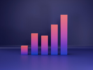 Upward trend blank Graph bar chart 3d render