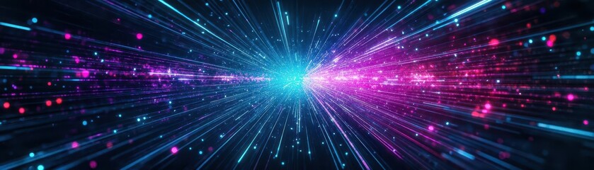 Obraz premium Dynamic spacetime tunnel with neon purple accents, endless depth effect, sharp highres