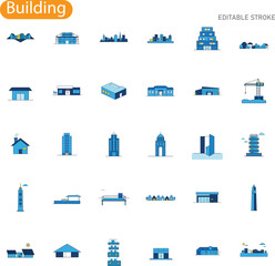 Building Icons Cityscape, Architecture, Structures, Skyline, Collection