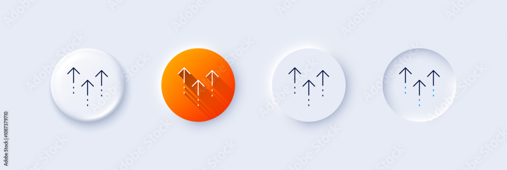 Poster swipe up line icon. neumorphic, orange gradient, 3d pin buttons. scrolling arrow sign. landing page 
