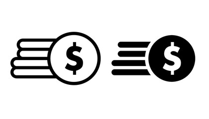 Dollar coin stack icon set with simple and modern design for finance and payment web