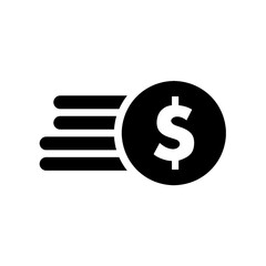 Coin stack silhouette icon with simple and modern design