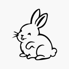Hand-drawn bunny outline vector art illustration